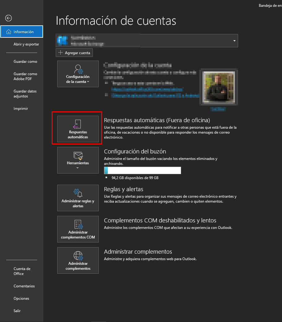 respuesta automatica dentro de outlook