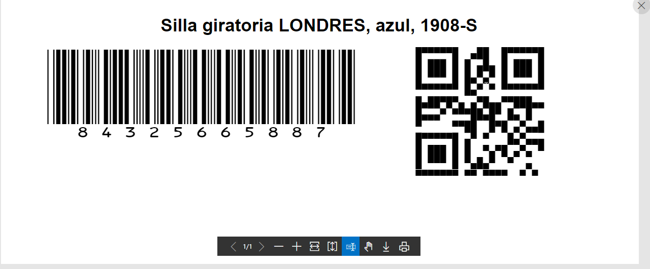 Imagen de una etiqueta impresa con un código de barras y un código QR en Microsoft Dynamics 365 Business Central. 