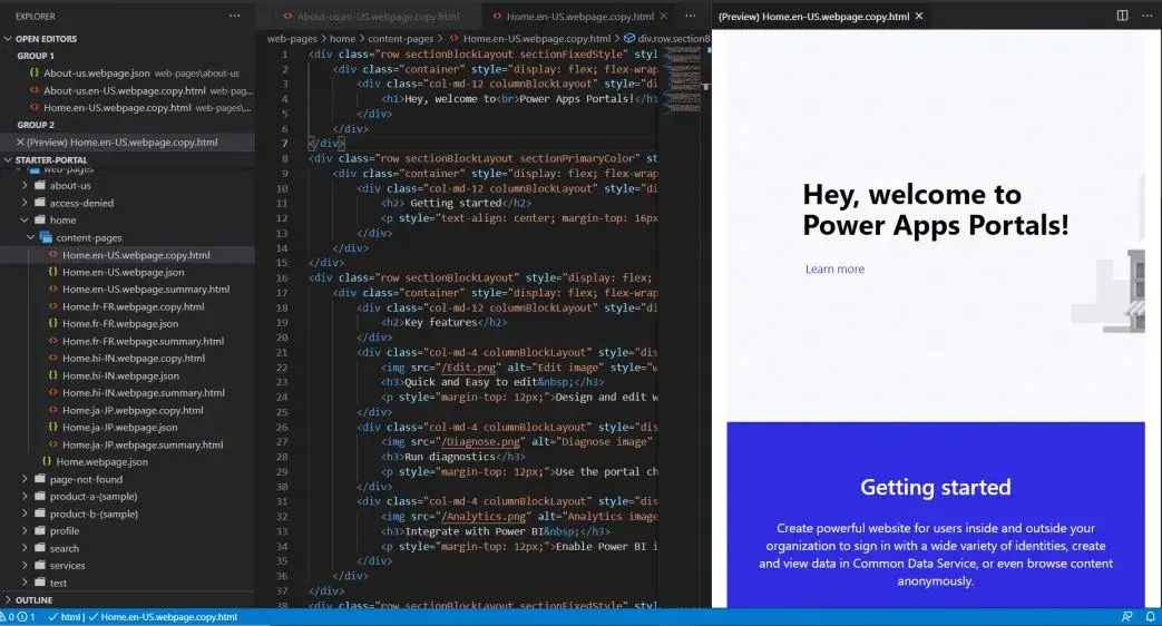 Visual Studio Code en las paginas