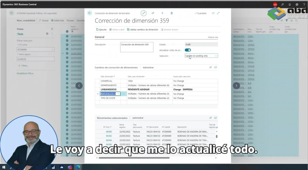 Visualización y Edición de Dimensiones: En la pantalla de "Dimensiones Correctas", verás una lista de todos los movimientos seleccionados en la parte inferior de la interfaz. En la parte superior, podrás observar y editar los valores actuales de las dimensiones asociadas a esos movimientos. 